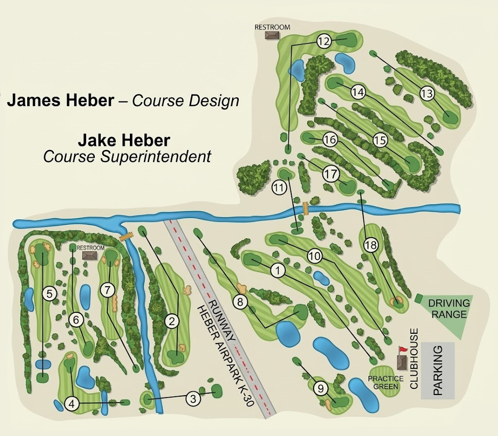 Airway Meadows course layout, designed by James Heber